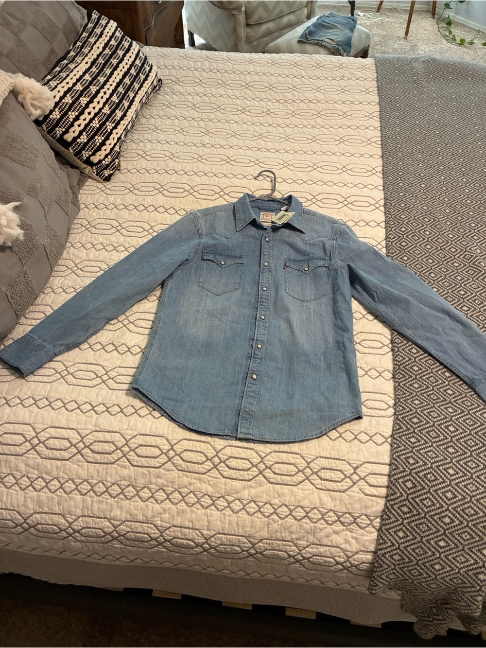 Light Blue Denim Western Shirt Jacket